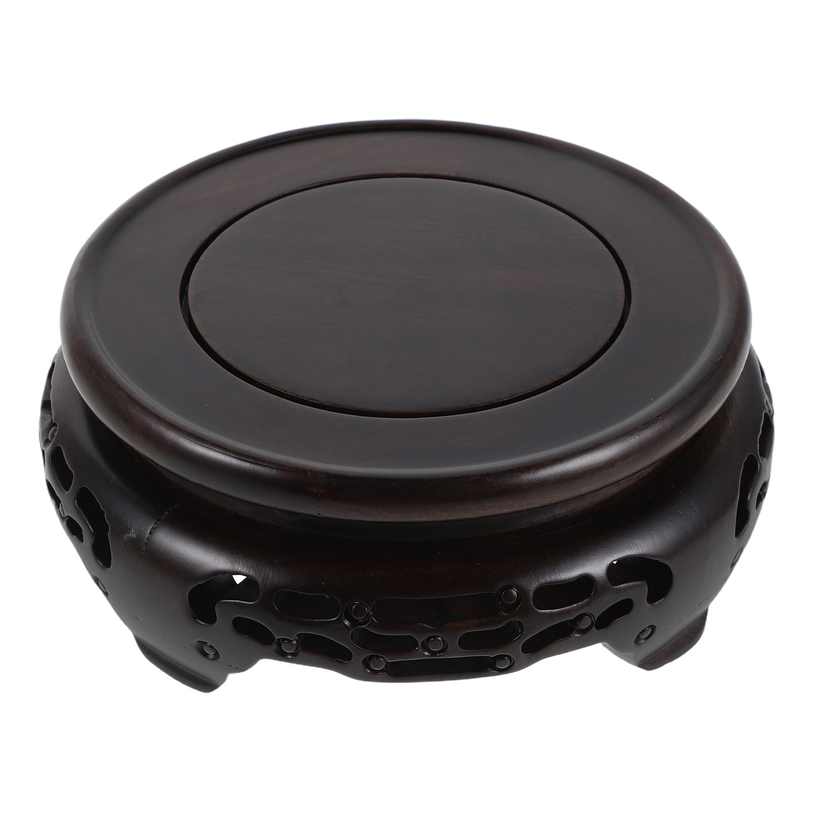Aquarium Plants - Wooden Vase Display Stand Round Pedestal