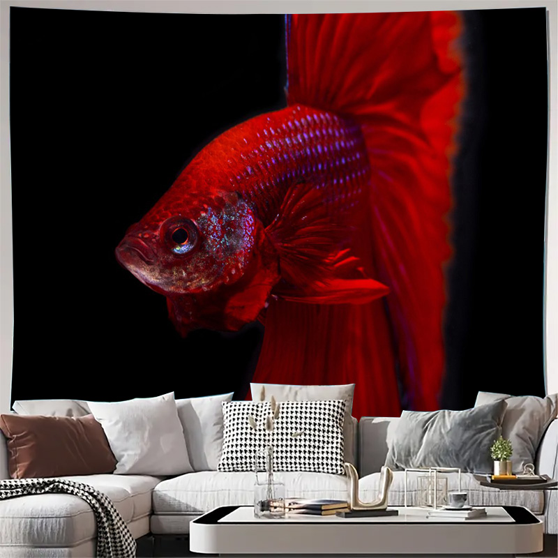 Aquarium Fish Betta - Vibrant Red Betta Fish Tapestry Wall