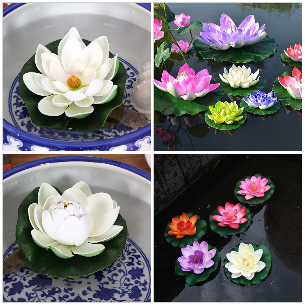 8Pcs Simulation Lotus Floating - đánh giá và giá Aquarium Decor