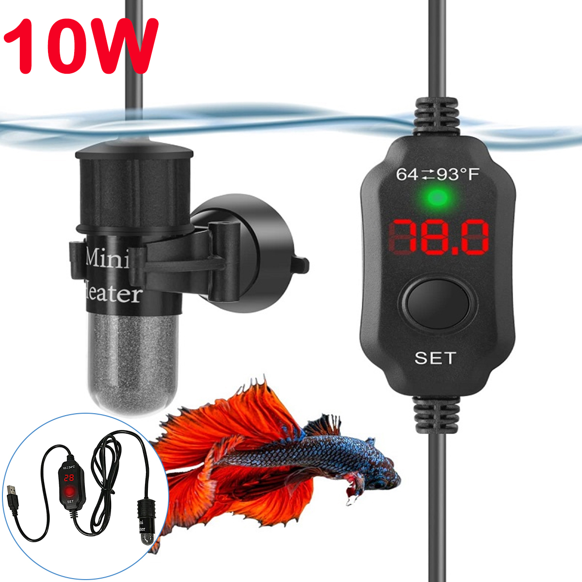 10W Adjustable Aquarium Heater - đánh giá và giá Fish Tank Heater